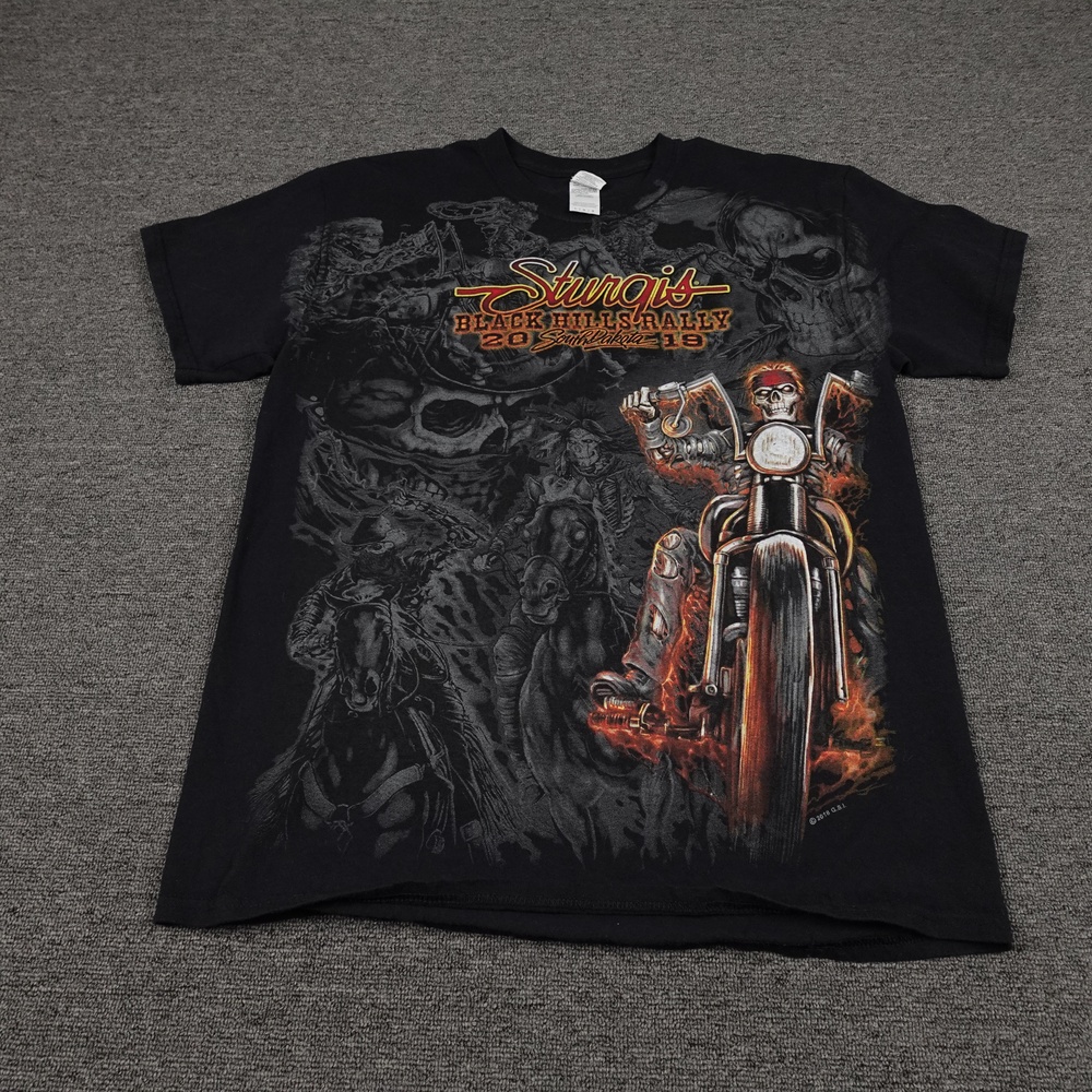 Sturgis Gildan Shirt Mens Large Black 2019 Black Hills Rally Skull Biker Tee